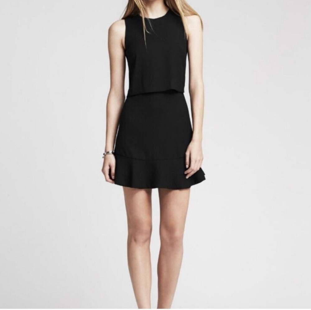 Banana Republic Black Sleeveless Ruffle Hem A-Line Dress Sz 2